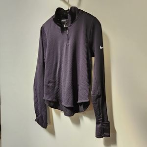 Nike Dri-Fit Half Zip Long Sleeve Black Running Shirt, Small